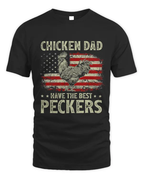 Chicken Pet Dads Have The Best Peckers Vintage Apparel USA Flag