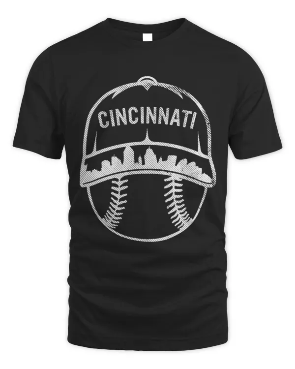 Cute Baseball Cincinnati Baseball Cap Cityscape Skyline City Retro Style - Unisex Standard T-Shirt Unisex Standard T-Shirt