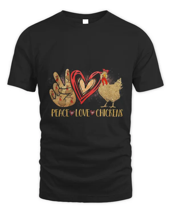 Chicken Pet Peace Love Chicken Gold Glitter For Chicken Lover Farmer