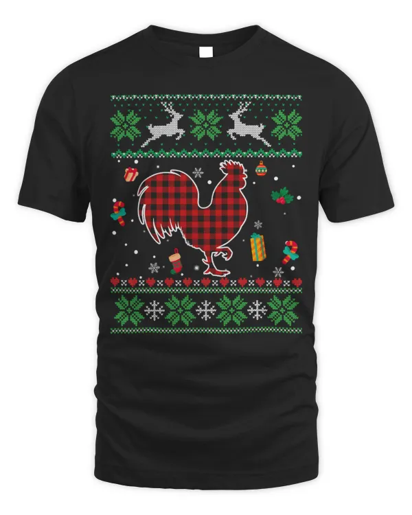 Chicken Pet Red Plaid Ugly Christmas Pajama Sweater Chicken Animals