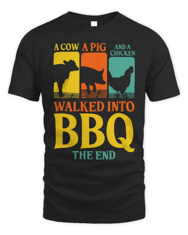 Chicken Pet Pig Barbecue Lover Cow Pig Chicken Walked Into BBQ Vintage Funny
