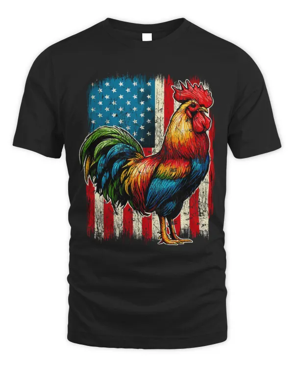Chicken Pet Patriotic Rooster USA Flag Chicken Farmer 1