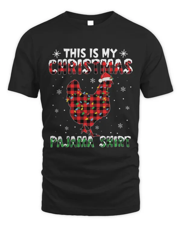 Chicken Pet This Is My Christmas Pajama Chicken Red Plaid Xmas Farmer 8