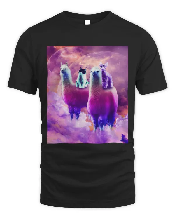 Llama Pet Kitty Cat Riding Rainbow Llama In Space 3