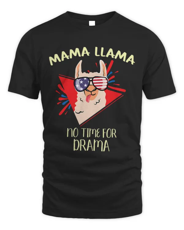 Llama Pet Mama Llama No Time For Drama with US FLag Sunglasses
