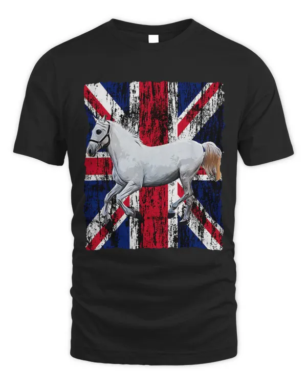 Horse Pet Patriotic Horse UK Flag 2United Kingdom Flag White Horse - Unisex Standard T-Shirt Unisex Standard T-Shirt