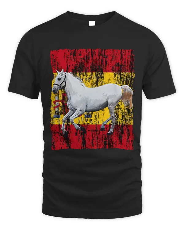 Horse Pet Patriotic Horse Spain Flag 2Distressed Flag White Horse - Unisex Standard T-Shirt Unisex Standard T-Shirt