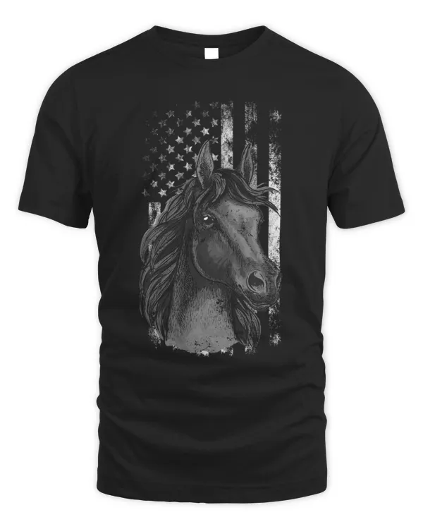 Horse Pet Patriotic Horse Shirt Flag Horse American Flag Horse Riding - Unisex Standard T-Shirt Unisex Standard T-Shirt