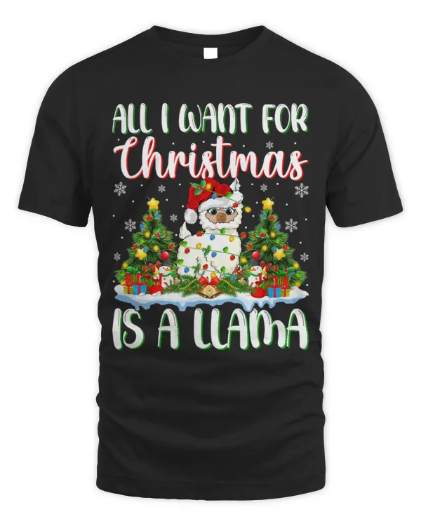 Llama Pet Xmas Lighting Santa All I Want For Christmas Is A Llama 29