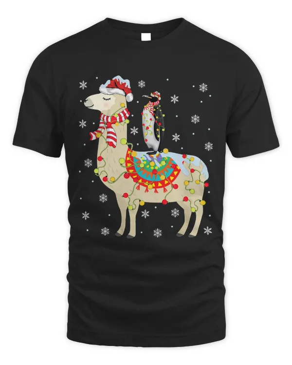 Llama Pet Xmas Lighting Penguin Riding Llama Christmas 2