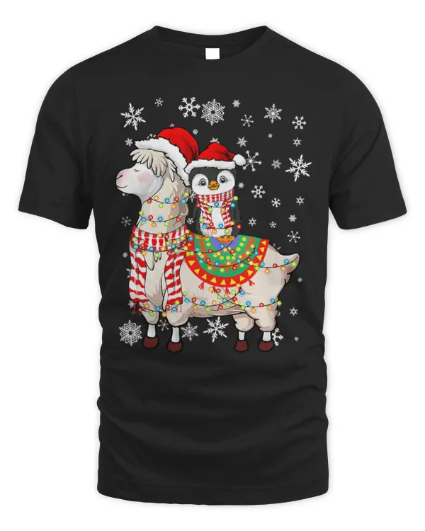 Llama Pet Xmas Lighting Penguin Riding Llama Christmas 1