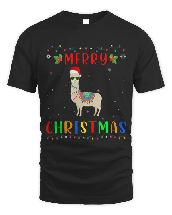 Llama Pet Xmas Light Llama Design Matching Christmas Pajama