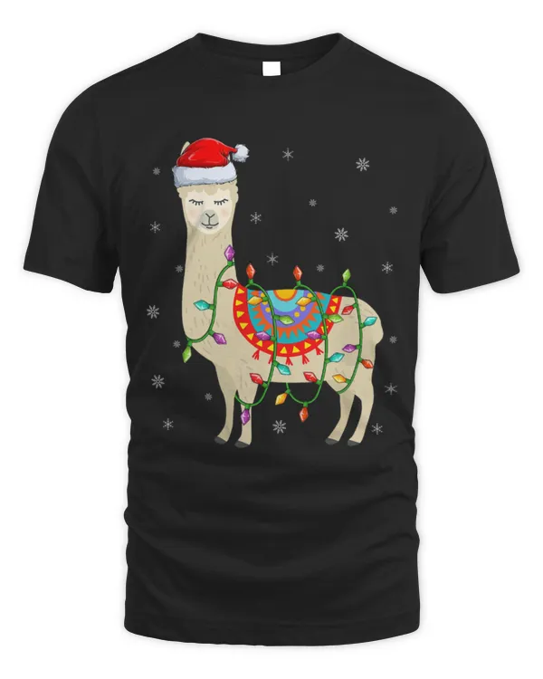 Llama Pet Xmas Lighting Matching Santa Hat Llama Christmas