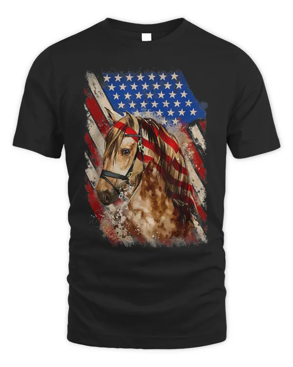 Horse Pet Patriotic Horse American Flag 4th Of July Independence Day 167