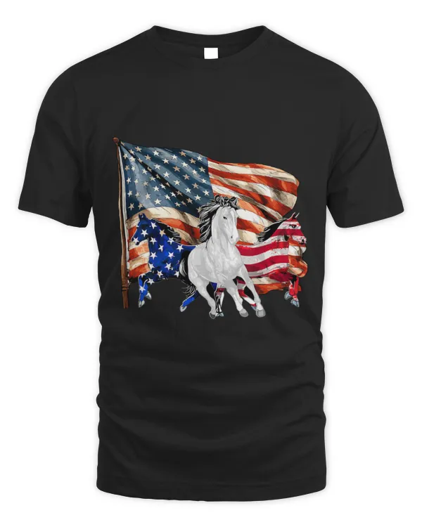 Horse Pet Patriotic Horse American Flag 4th Of July Kids Men Women