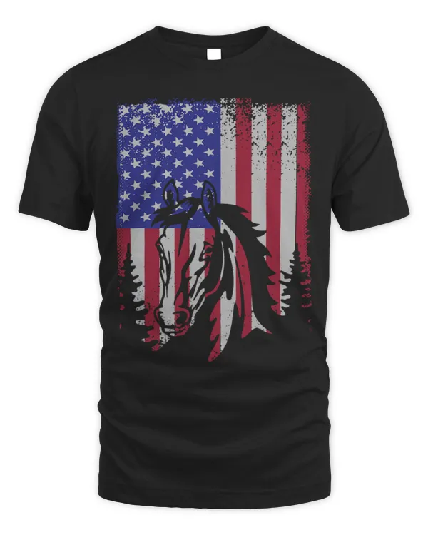 Horse Pet Patriotic Horse American Flag For 4th of July Horse Vintage