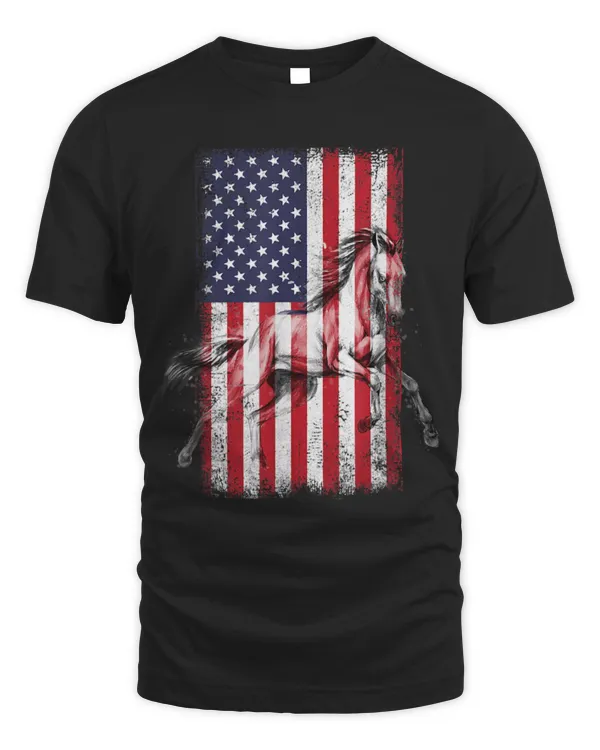 Horse Pet Patriotic Horse American Flag Horse Vintage 2