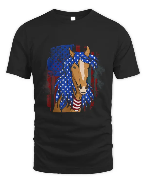 Horse Pet Patriotic Horse American Flag Horse Vintage 3