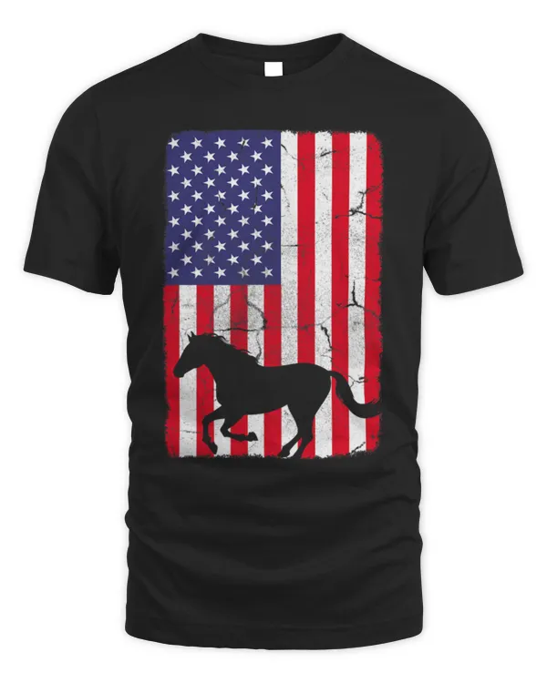 Horse Pet Patriotic Horse American Flag Horse Vintage Men Women Kids