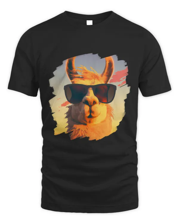 Llama Pet Wearing Sunglasses Sunset Llamas Vintage Retro