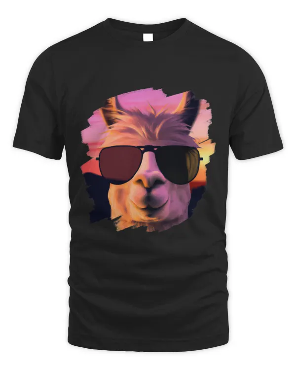 Llama Pet Wearing Sunglasses Sunset Llamas Vintage Retro 31