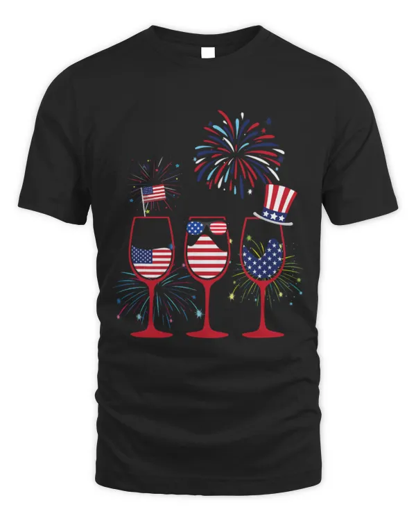 Drinker Wine American Flag Wine Glasses Independence Day 4th of July