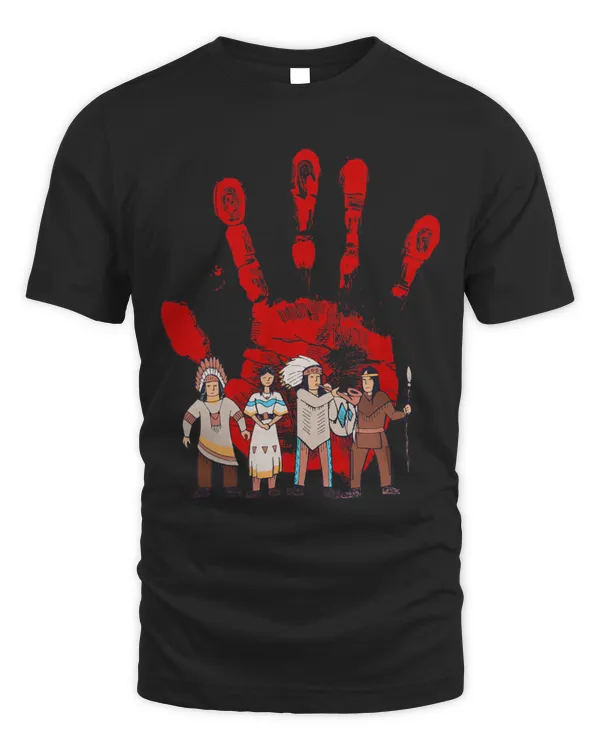 Native American Indigenous Red Hand Indian Blood Themed