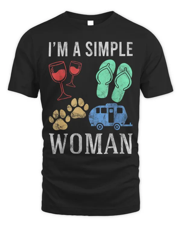 Drinker Wine I m A Simple Woman Wine Flip Flop Dog Camping 6