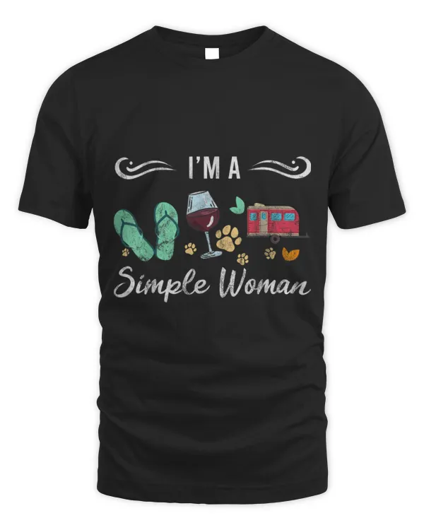 Drinker Wine I m A Simple Woman Wine Flip Flop Dog Camping