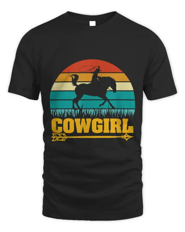 Horse Pet VINTAGE RETRO COWGIRL ON HORSE SUNSET GIRL WHO LOVES HORSES