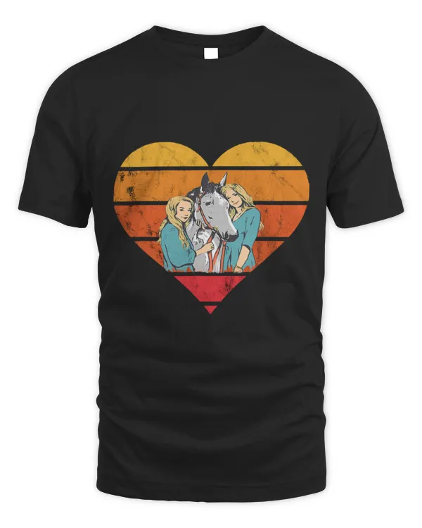Horse Pet Vintage Retro Heart Equestrian Horseback Riding Horse Rider
