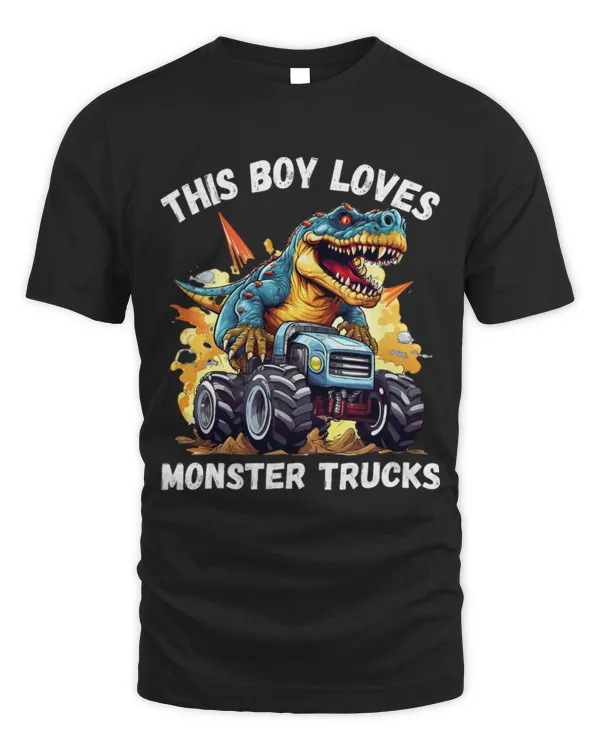 Animal Dinosaur This Boy Loves Monster Trucks Dinosaur Monster Truck 0