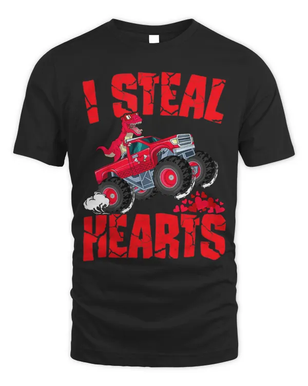 Animal Dinosaur Ridding Truck I Steal Hearts Valentines Day Boys1