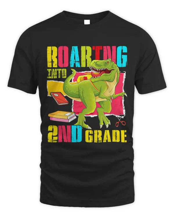 Animal Dinosaur Roaring Into 2nd Grade Dinosaur T Rex Back To School Boys 0