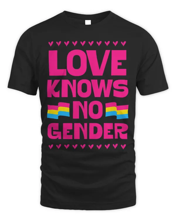 Love Knows No Gender Pansexual Pride Flag Heart Love Style T-Shirt  (2)