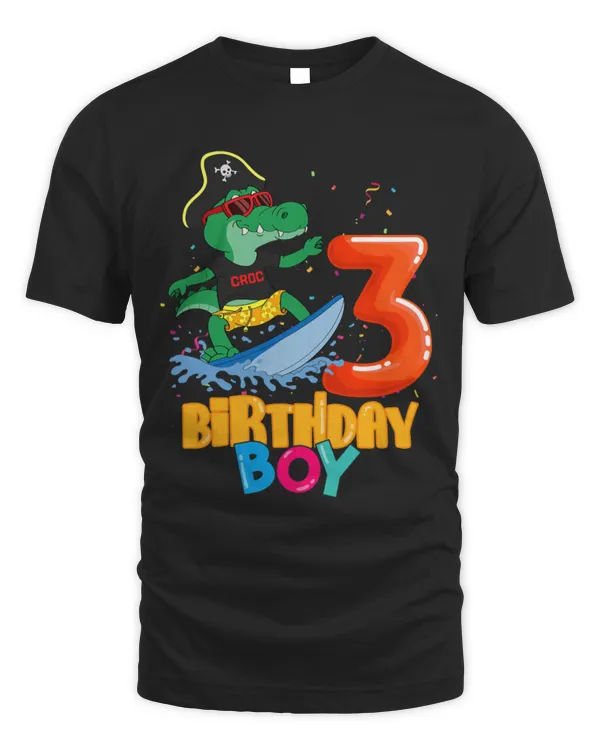 Animal Alligator Surf Life 3rd Birthday Crocodile Surfing For 3 Years Old Boy Son