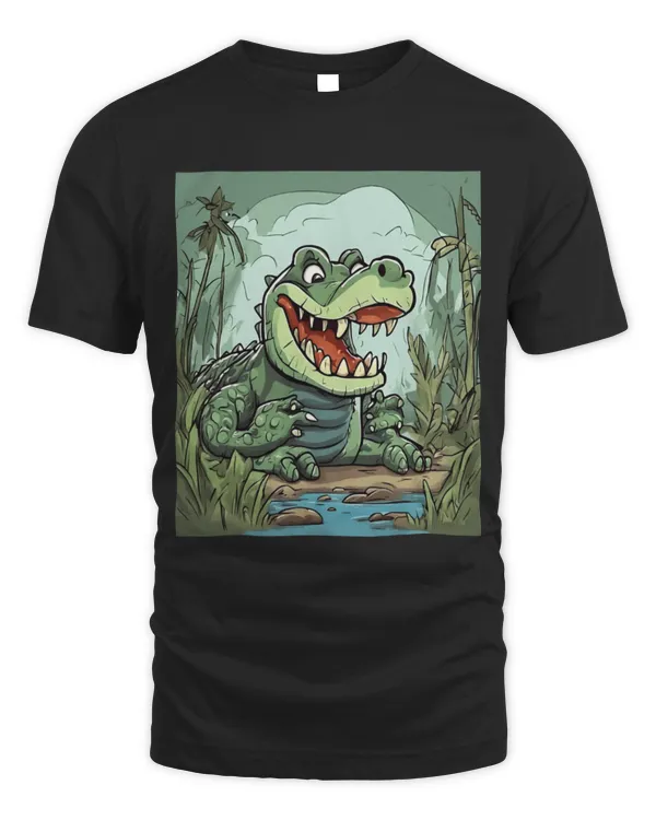 Animal Alligator Swamp Lurk Threatening Alligator Cartoon Art