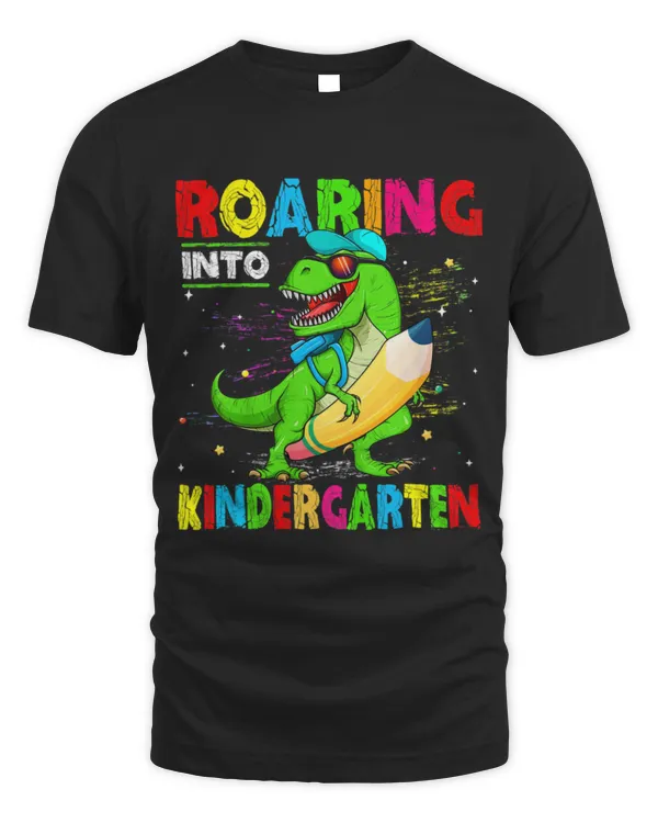 Animal Dinosaur Roaring Into Kindergarten Dinosaur T Rex Back To School Boy