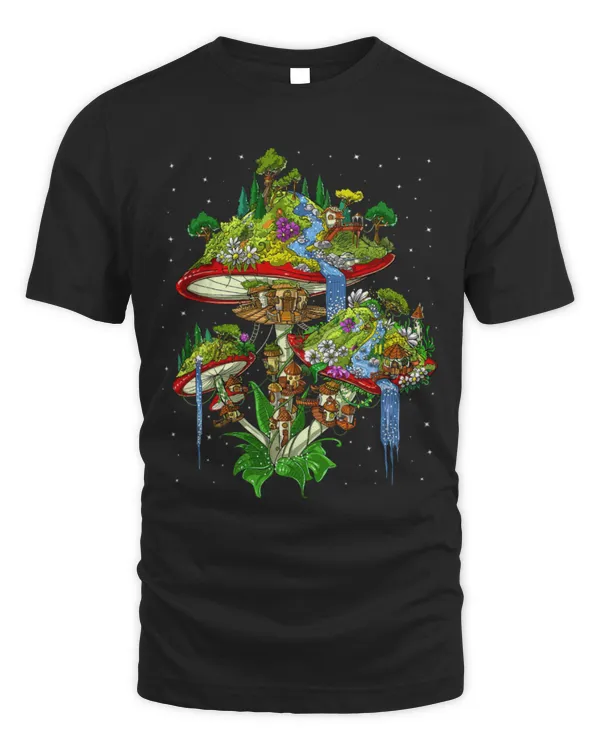 Magic Mushrooms Island Psychedelic Fungi Fantasy Hippie T-Shirt (1)