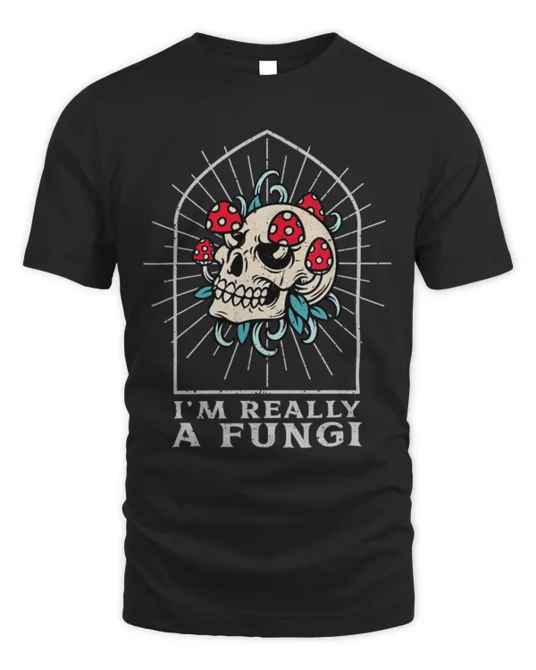 Magic Mushrooms Psychedelic Fungi Fantasy Skull Hippie T-Shirt (1)