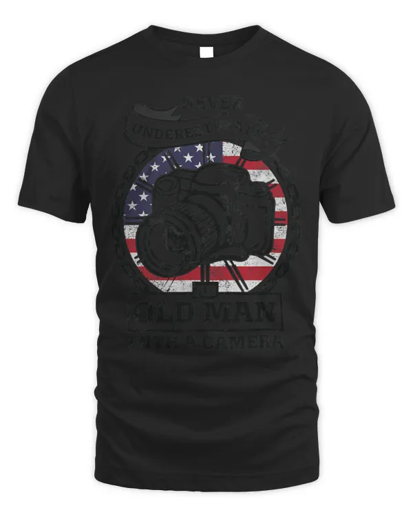 Mens Never Underestimate Old Man Camera Photography Photographer T-Shirt