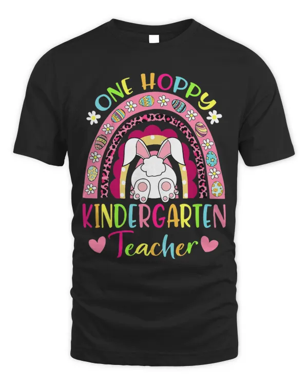 one hoppy kindergarten teacher happy easter rainbow leopard