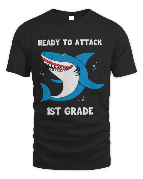 Shark Pet Ready to Attack 1st Grade Funny Cute Shark Back to School 8