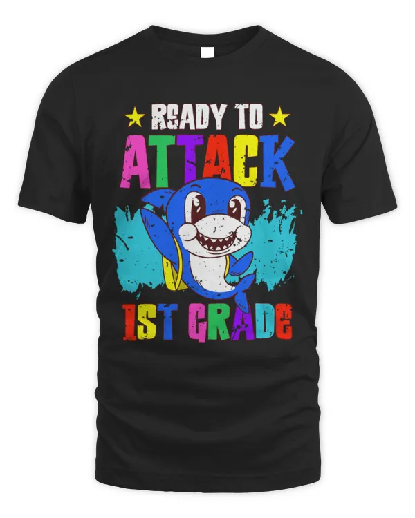 Shark Pet Ready To Attack 1st Grade Kids Boys Back to School Shark
