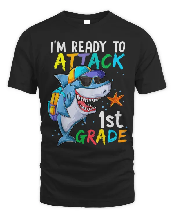 Shark Pet Ready To Attack 1st Grade Shark Back To School for Boy