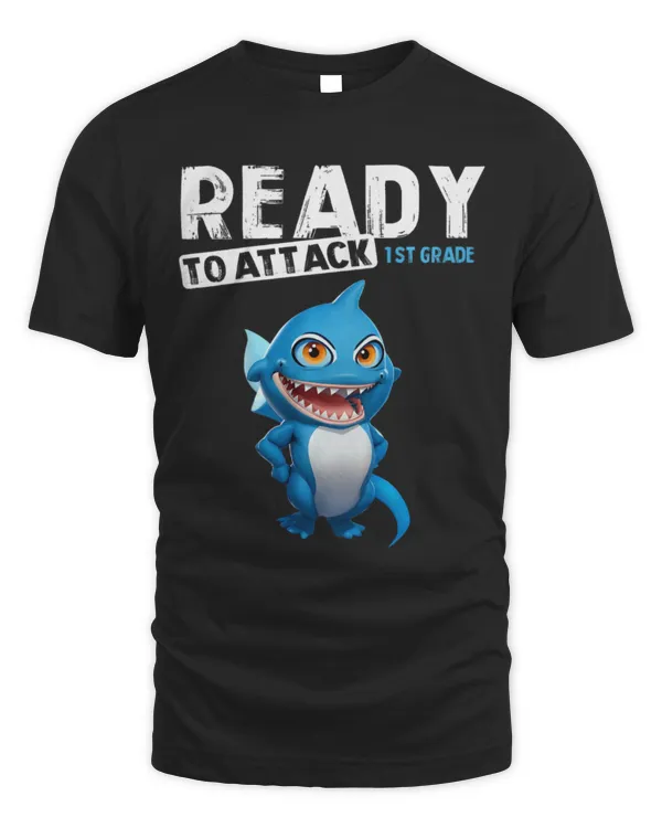 Shark Pet Ready to Attack 1st Grade Funny Shark Back To School