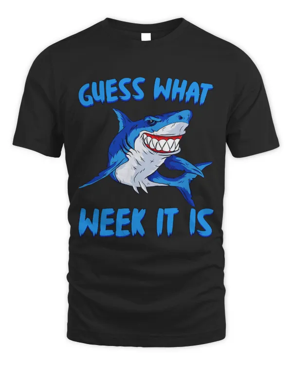 Shark Pet Summer Design Graphic Tee Guess What Week It Is 3