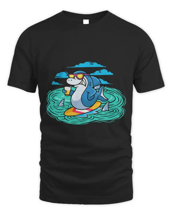 Shark Pet Surfing Shark Drinking Beer Funny Holiday