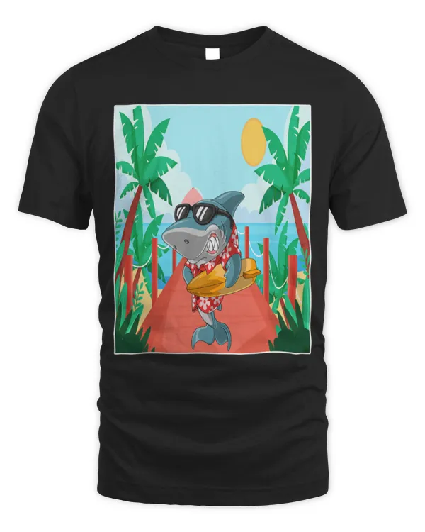 Shark Pet Surfing Shark Summer Vacation Hawaii Style Beach Holiday