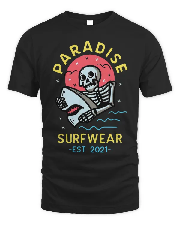 Shark Pet Surfing Skull Shark Waves Surf Sunset Retro Summer Surfer